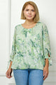 Soft Bloom Tie Sleeve Top in Sage (PLUS)