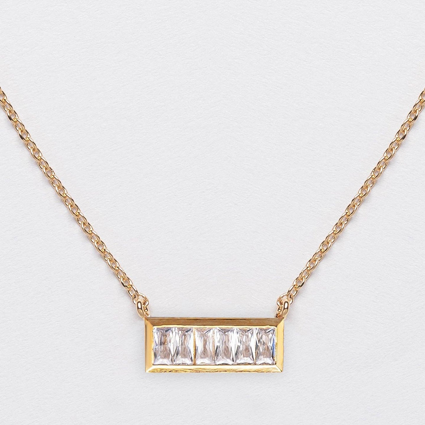 Gold Bar Baguette Necklace