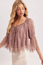 Eyelash Lace Blouse Top in Mauve (REG)