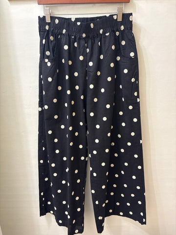Linen Polka Dot Pants in Black (REG)