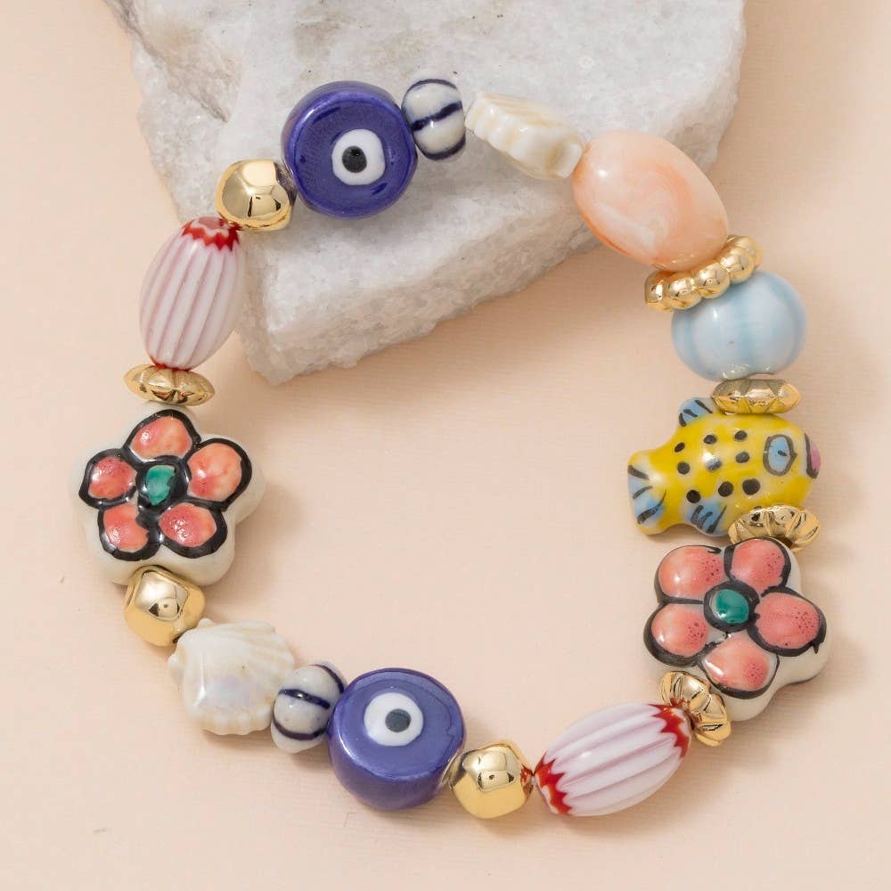 Sea Life Ceramic Beaded Bracelet