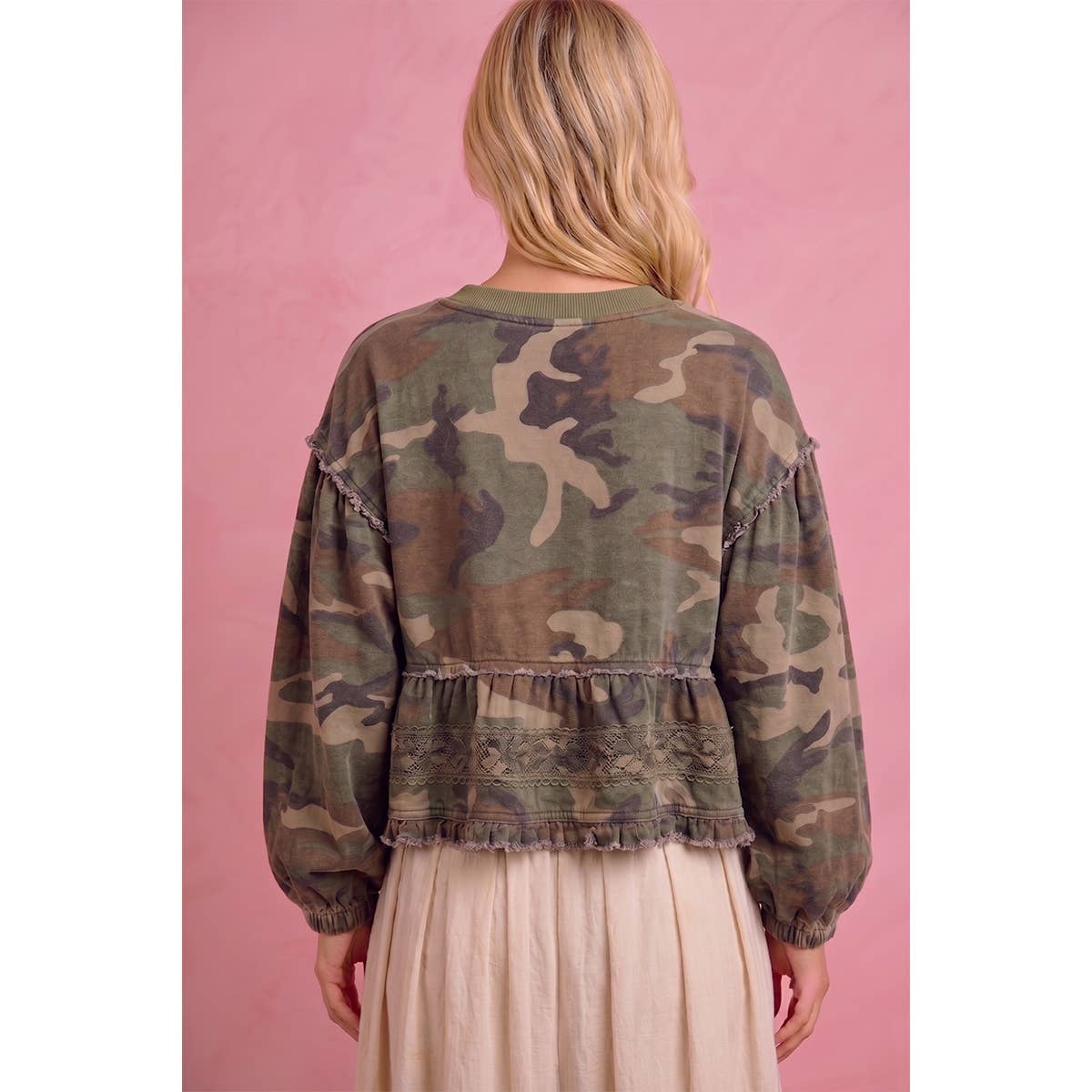 Ruffle Tiered Camo Top (REG)