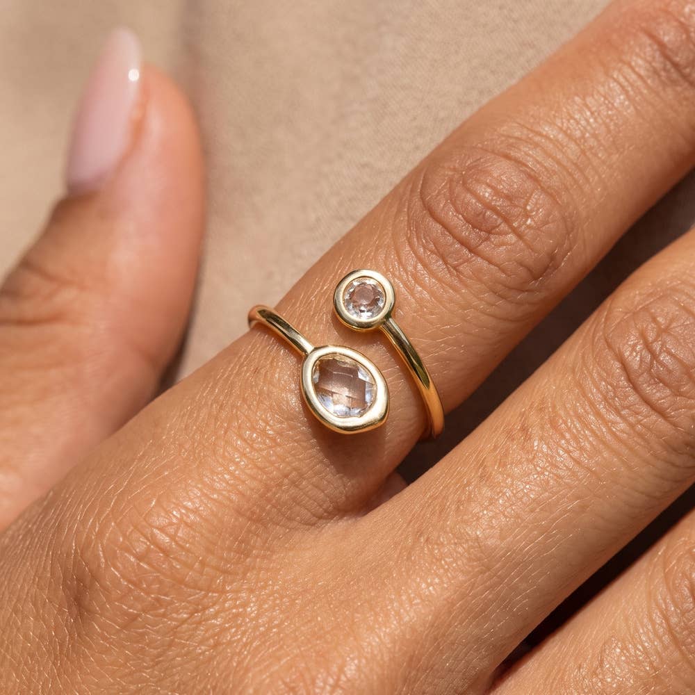 Two Stone Bypass Wrap Ring