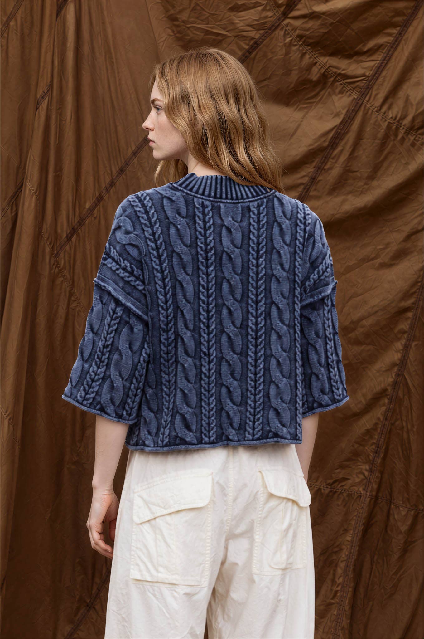 Navy Cable Turtleneck Sweater (REG)