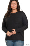 Super Casual Pocket Sweater in Black (PLUS)