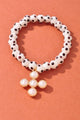 Polka Dot Pearl Cross Bracelet