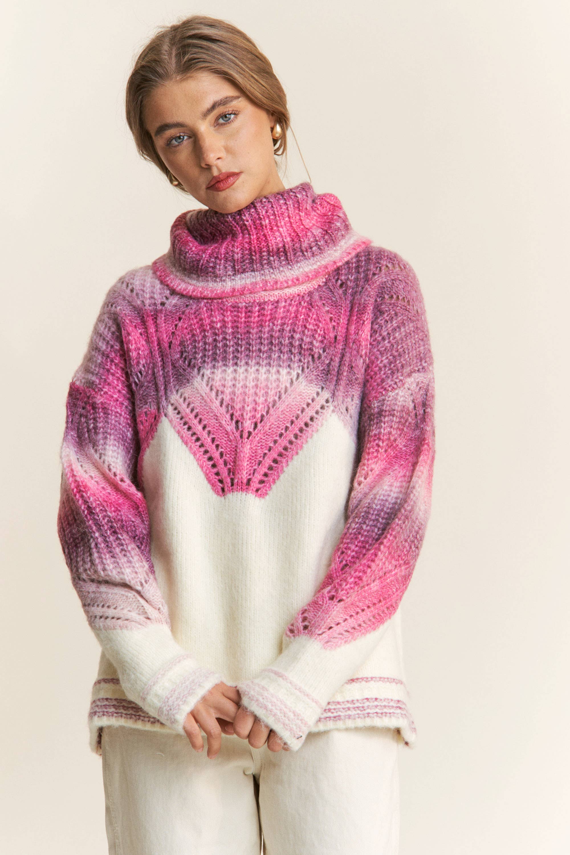 Chevron Colorblock Knit Sweater (REG)