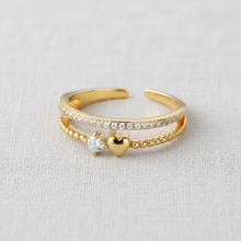 Gold Plated Heart and CZ Ring