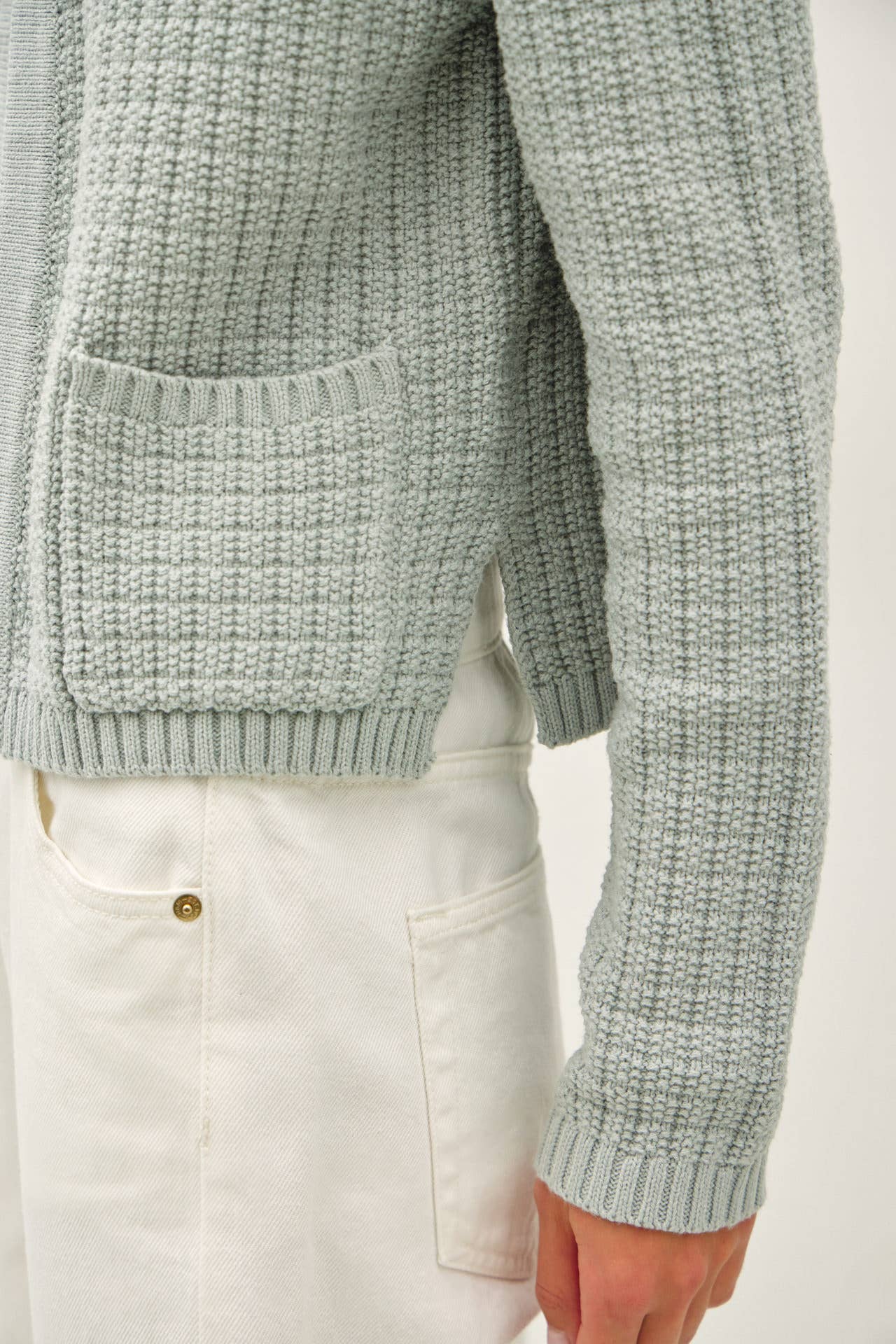 Chunky Knit Open Cardigan in Seafoam (REG)