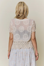 Sheer Floral Crochet Top in Beige (REG)