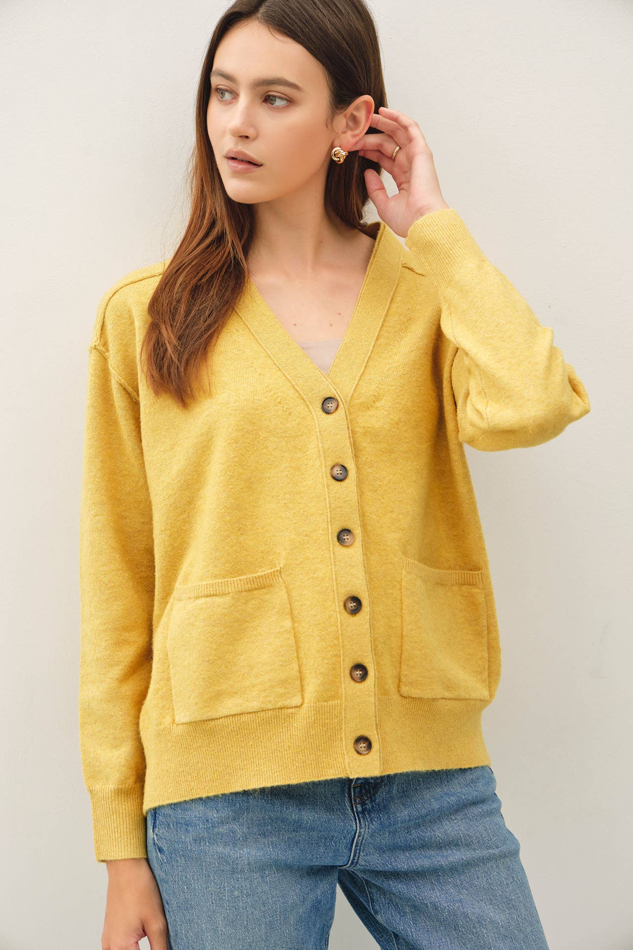 Double Layered Cardigan in Mustard (REG)