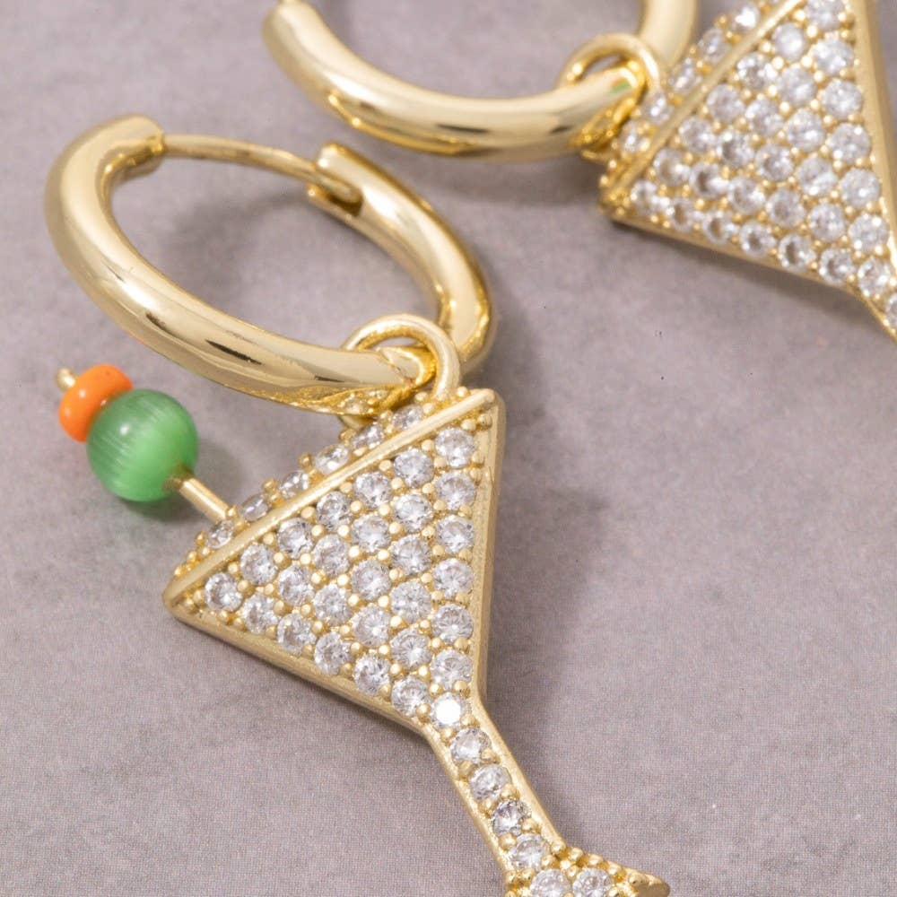 Pave Martini Hoop Earrings