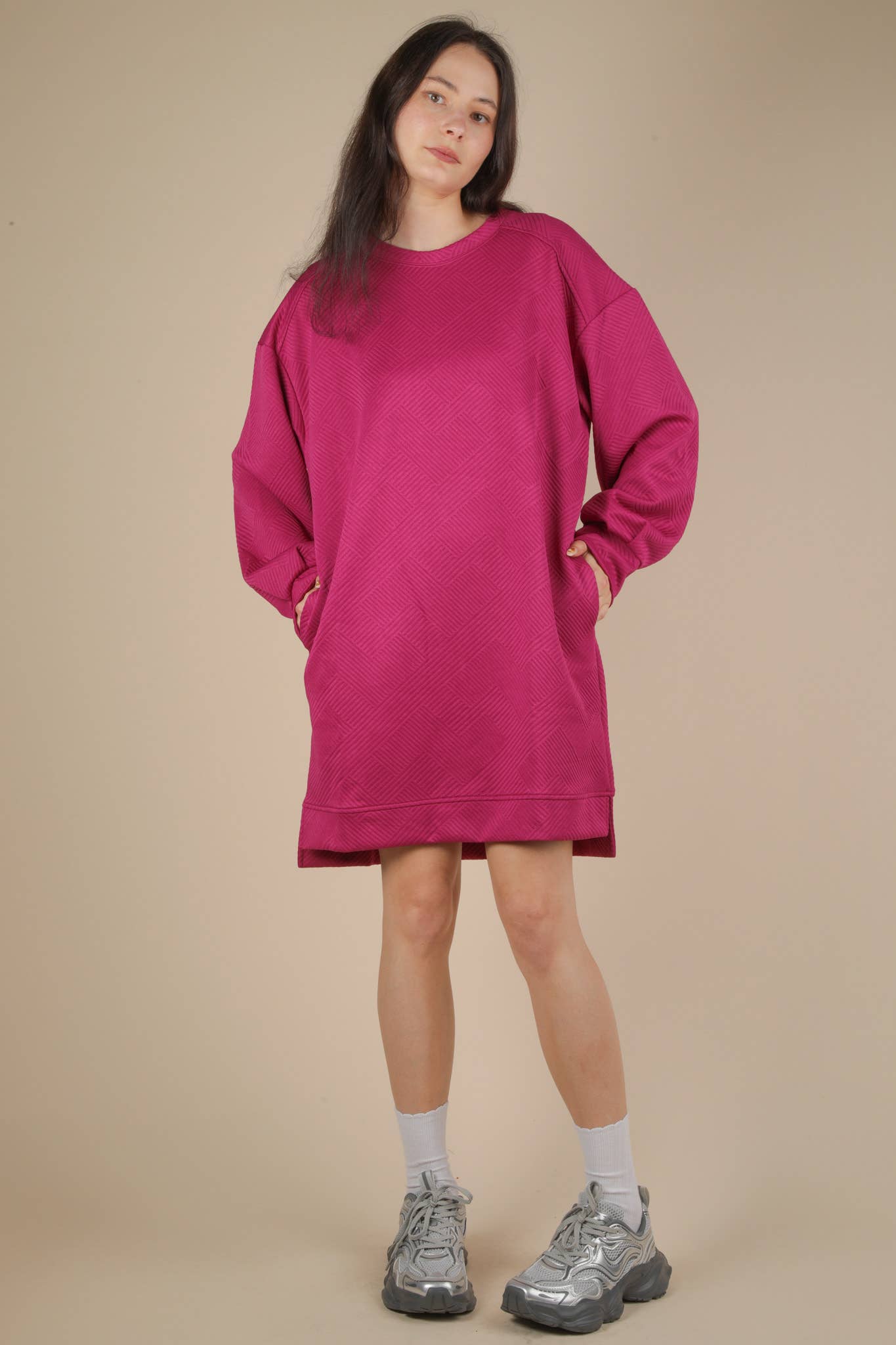Magenta Mini Sweatshirt Dress (REG)