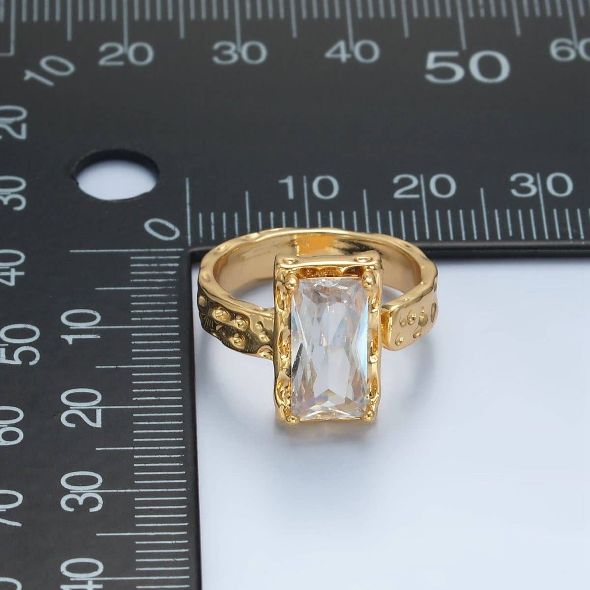 24K Filled CZ Hammered Wrap Ring