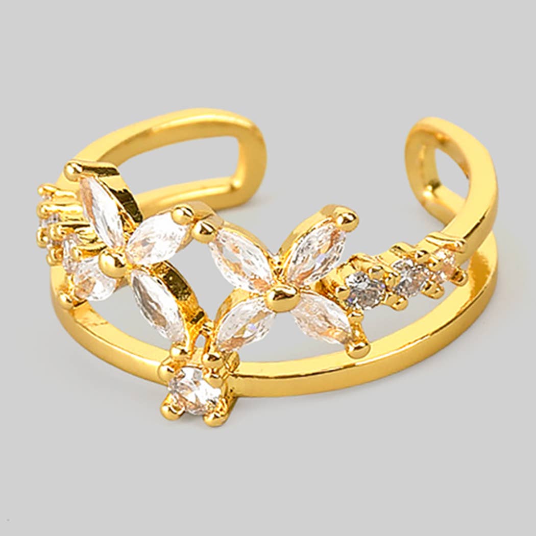 CZ Flower Cutout Ring