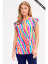 Rainbow Flutter Sleeve Top (PLUS)