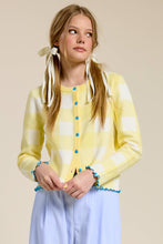 Plaid Cardigan w/ Heart Buttons in Lemon (REG)