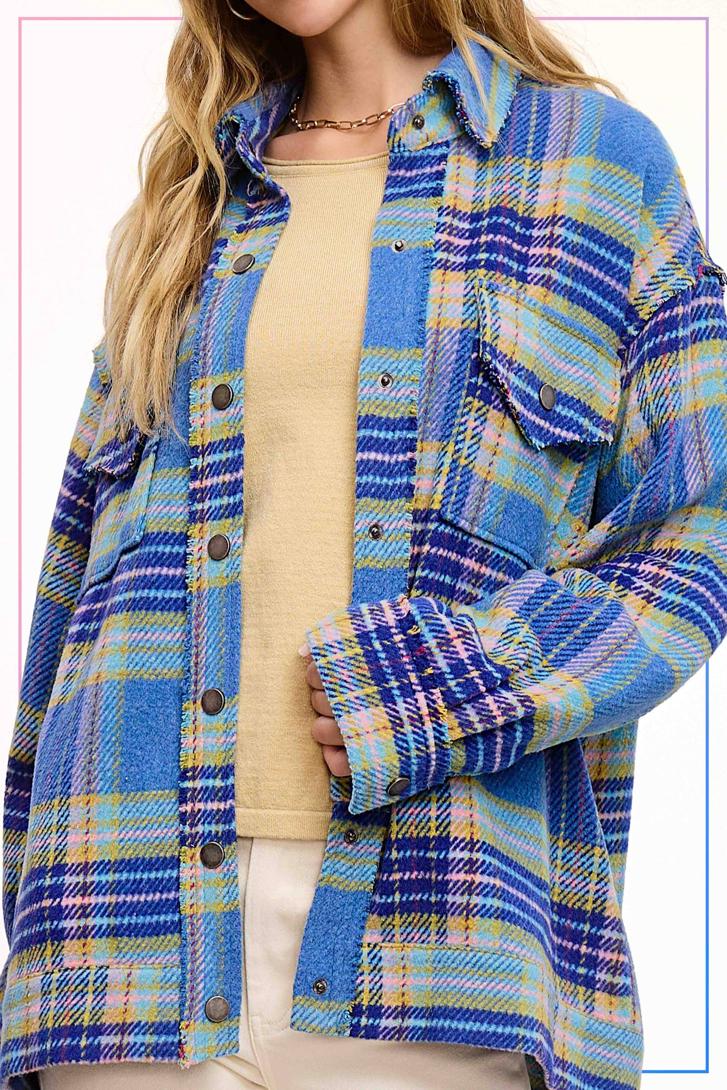 Sky Plaid Shacket (REG)