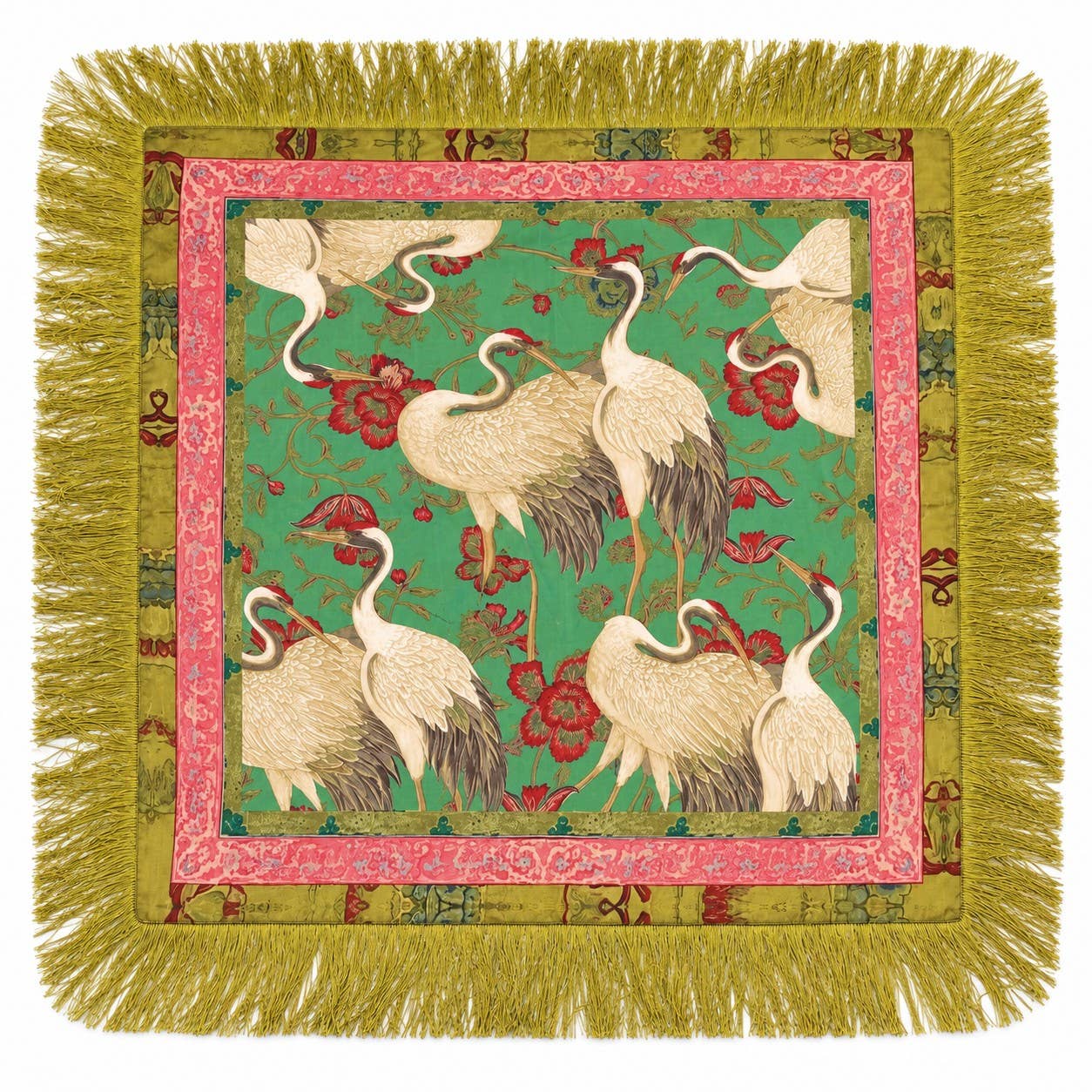 Elegant Crane Fringe Scarf