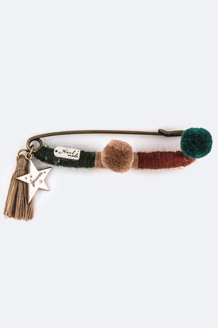 Pom Pom Safety Pin Brooch