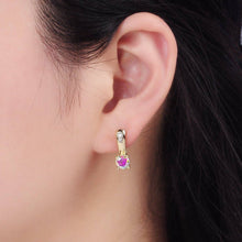 24K CZ English Lock Hoop Earrings
