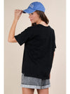 Washed V-Neck Top in Black (PLUS)