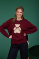 Teddy Bear Pullover Sweater in Burgundy (REG)