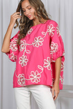 3D Floral Blouse Top in Pink (PLUS)