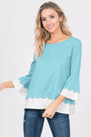 Racheal Scallop Top in Light Blue (REG)