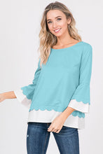 Racheal Scallop Top in Light Blue (REG)