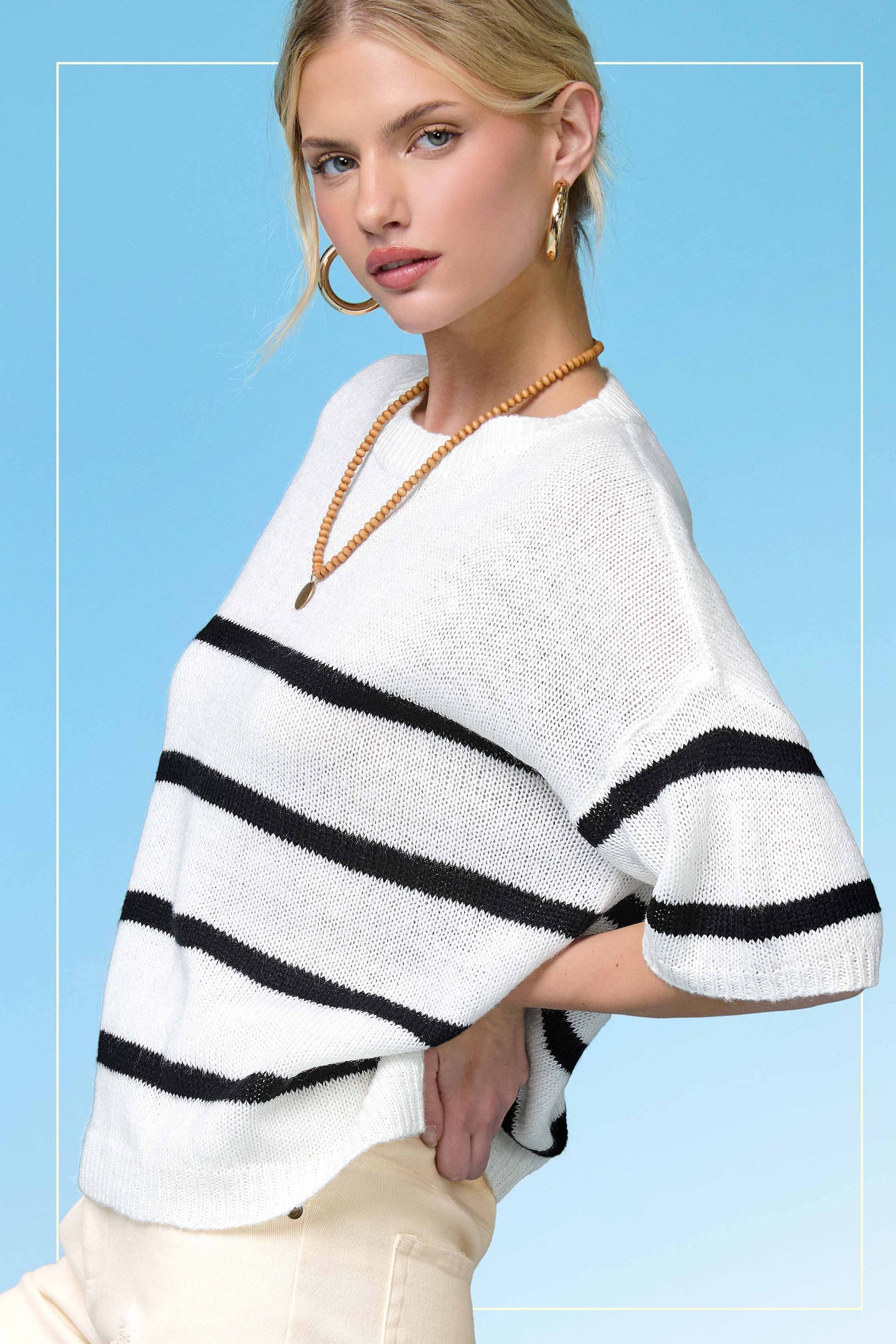 Cookies n Cream Boxy Striped Sweater (REG)