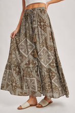 Boho Print Tiered Maxi Skirt in Mocha (REG)