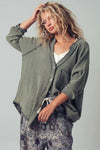 Crinkled Gauze Button Top (REG)