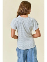 Striped Neck Tie Top in Off White (REG)