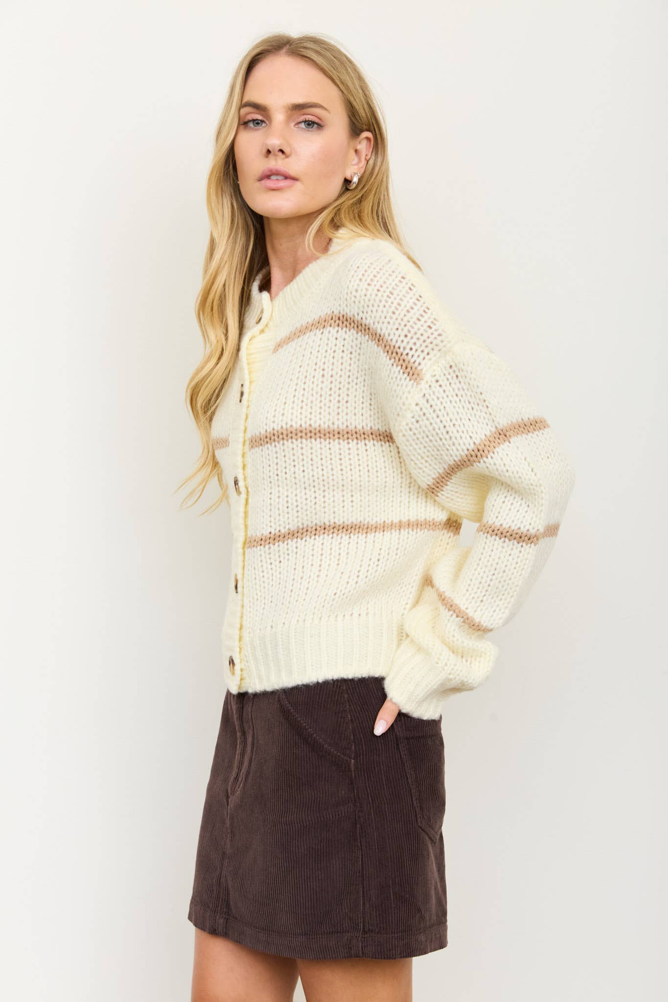 Brown & Blue Striped Cardigan (REG)
