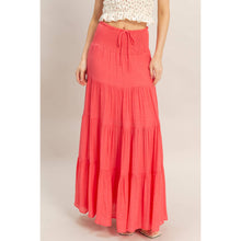 Tiered Drawstring Skirt in Coral Red (REG)