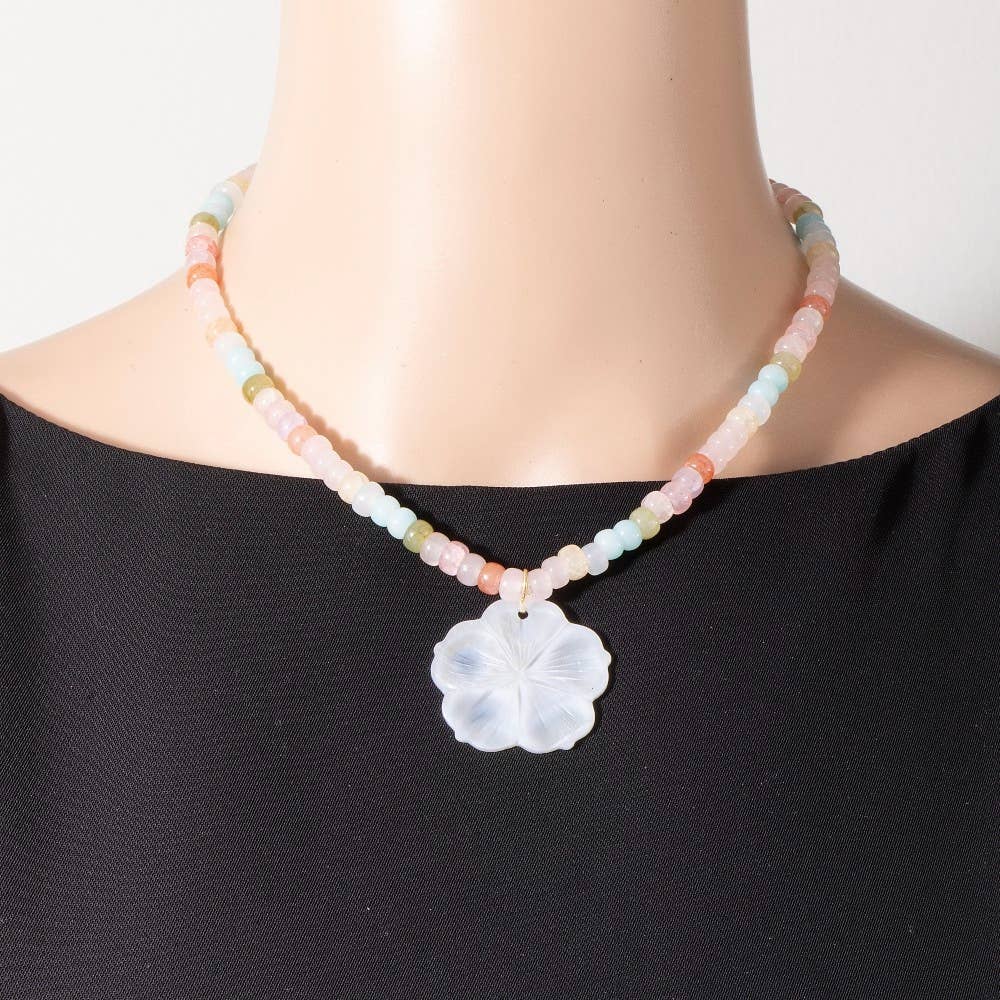Beaded Shell Flower Necklace