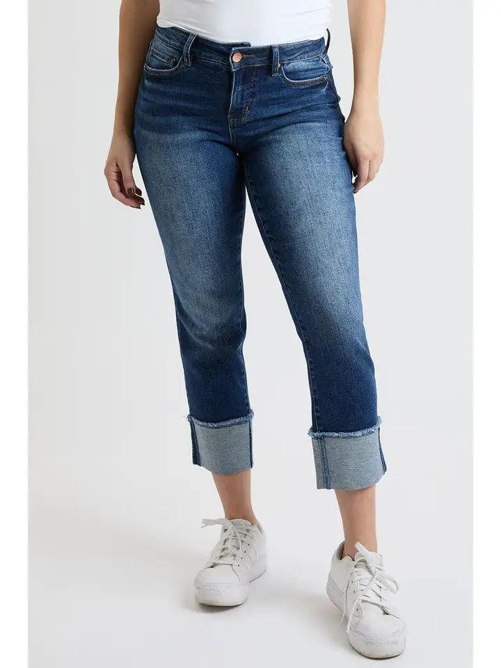 YMI Tummy Control Cuffed Slim Straight Jeans (REG)