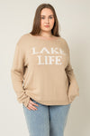 Lake Life Sweater in Taupe (PLUS)