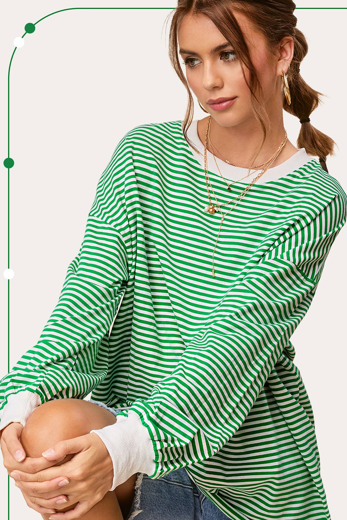 Apple Green Striped Top (REG)