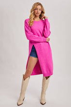 High Slit Longline Sweater in Hot Pink (REG)