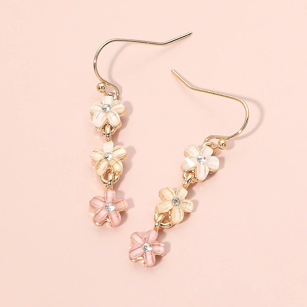 Triple Flower Drop Earrings