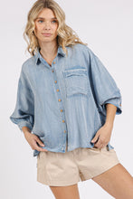 Tencel Dolman Button Top in Lt Denim (REG)