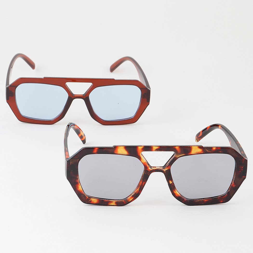 Straight Aviator Tinted Sunglasses