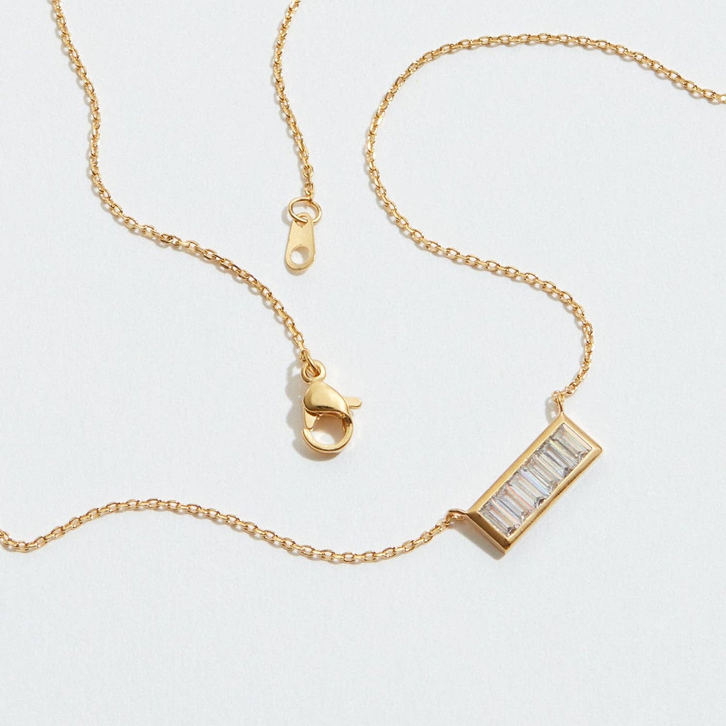 Gold Bar Baguette Necklace