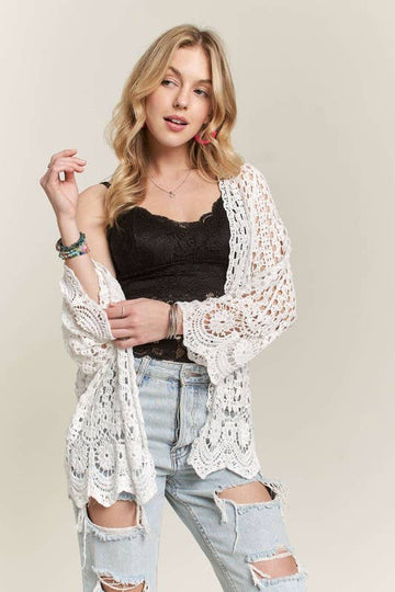 Summer Crochet Cardigan in White (REG)