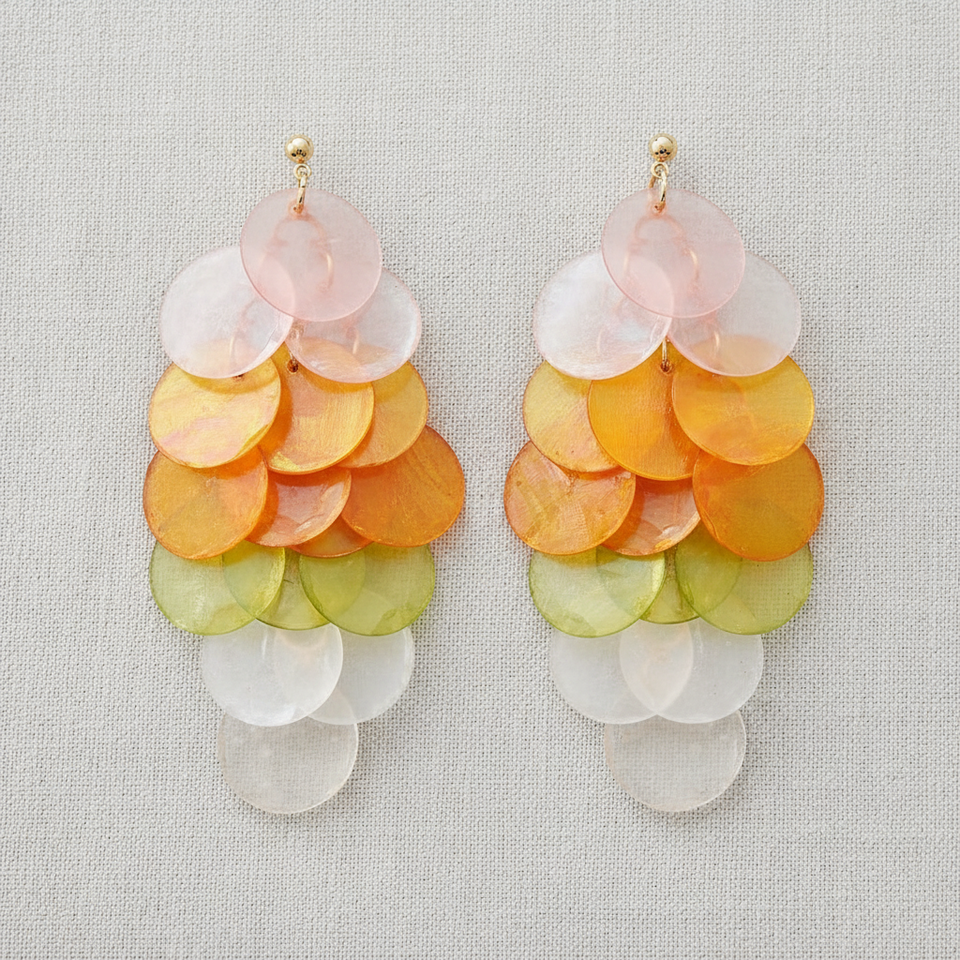Orange Geometric Shell Earrings