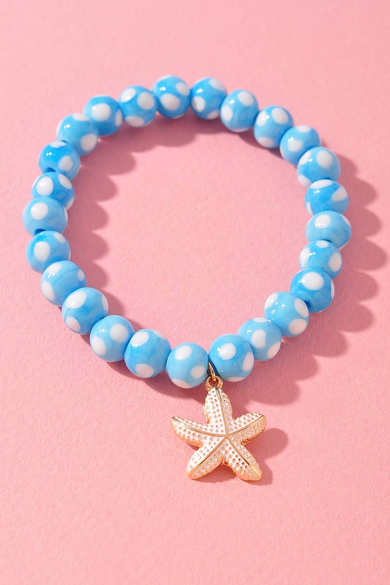 Blue Polka Dot Starfish Bracelet