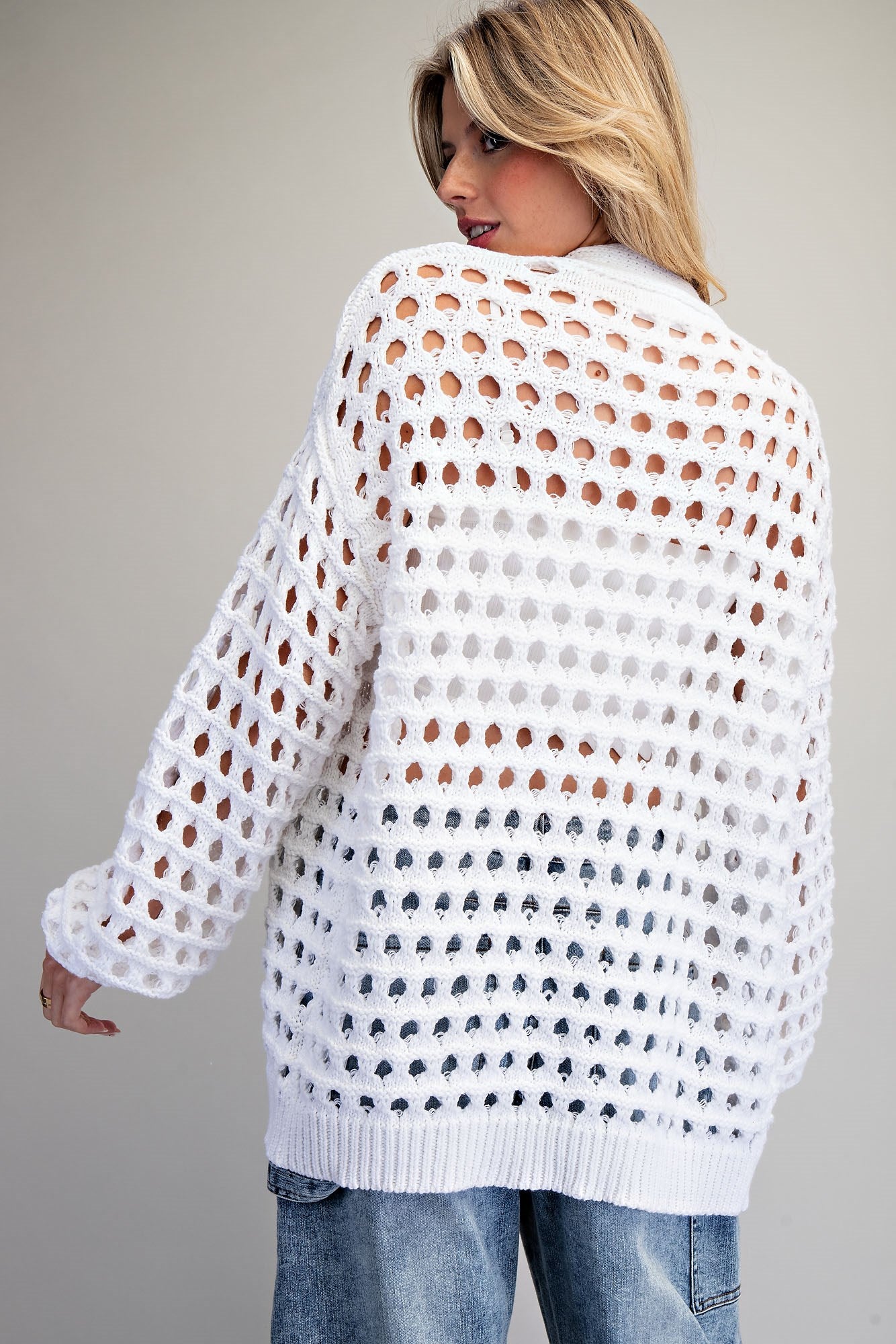 Open Knit Off White Cardigan (REG)