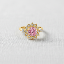 Pink Sunflower Crystal Spinner Ring